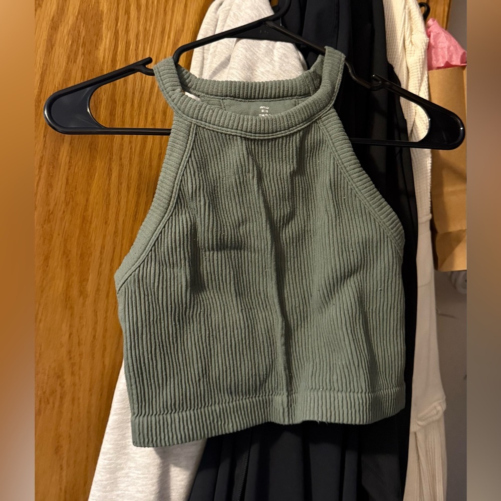 Ribbed Green Halter Top